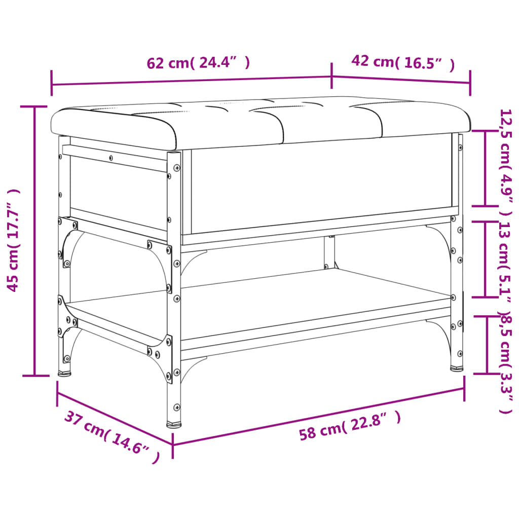 vidaXL Παπουτσοθήκη Sonoma Δρυς 62x42x45 εκ. από Επεξεργασμένο Ξύλο