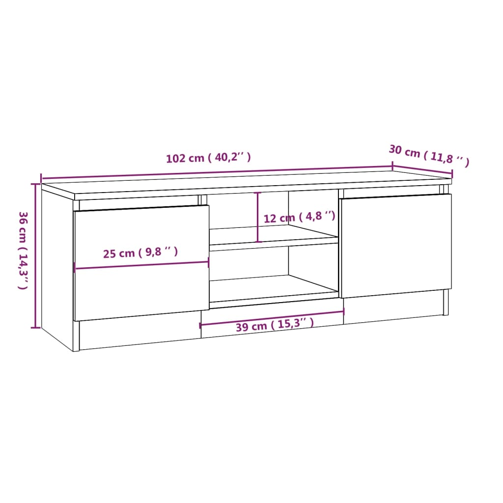 vidaXL Έπιπλο Τηλεόρασης με Πόρτα Λευκό 102 x 30 x 36 εκ.