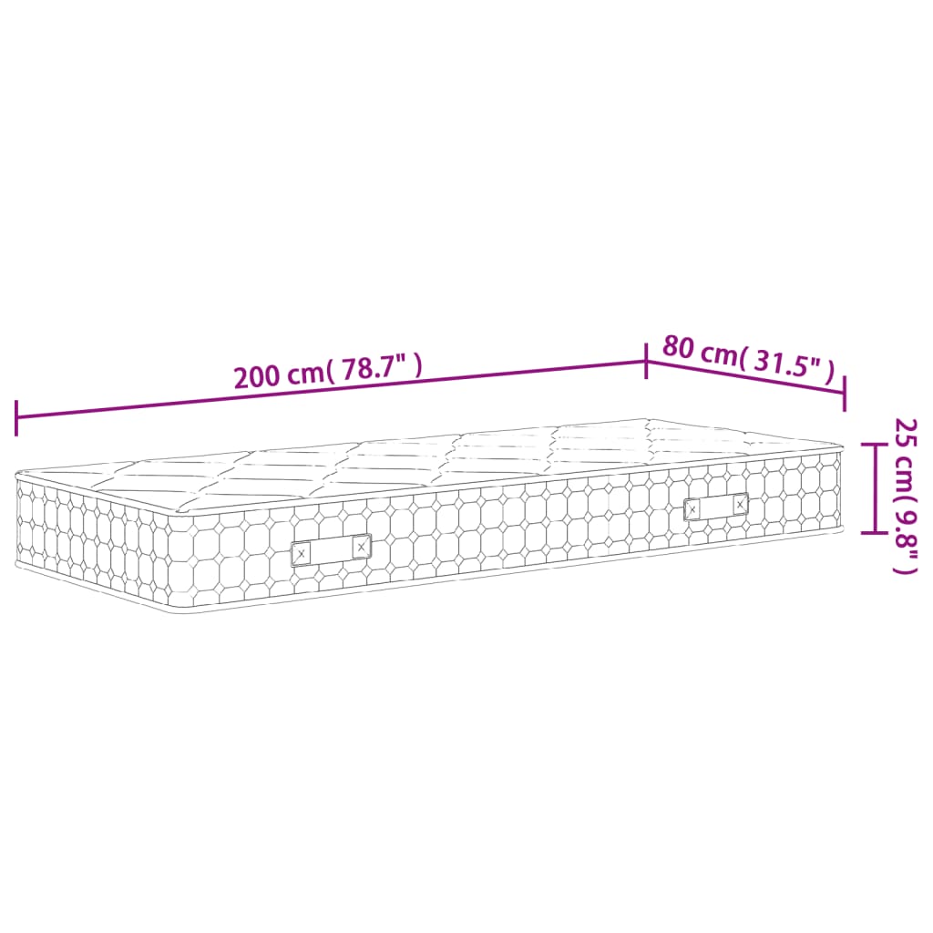 vidaXL Στρώμα με Pocket Springs Μεσαία Σκληρότητα 80x200 εκ.