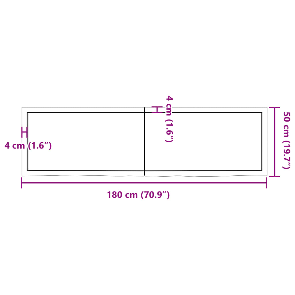 vidaXL Πάγκος Μπάνιου Σκούρο Καφέ 180x50x(2-4) εκ. Επεξεργ. Μασίφ Ξύλο