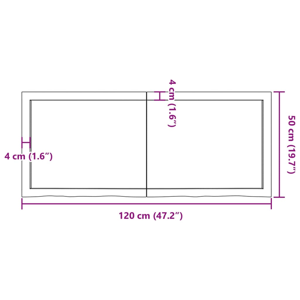 vidaXL Πάγκος Μπάνιου Σκούρο Καφέ 120x50x(2-4) εκ. Επεξεργ. Μασίφ Ξύλο