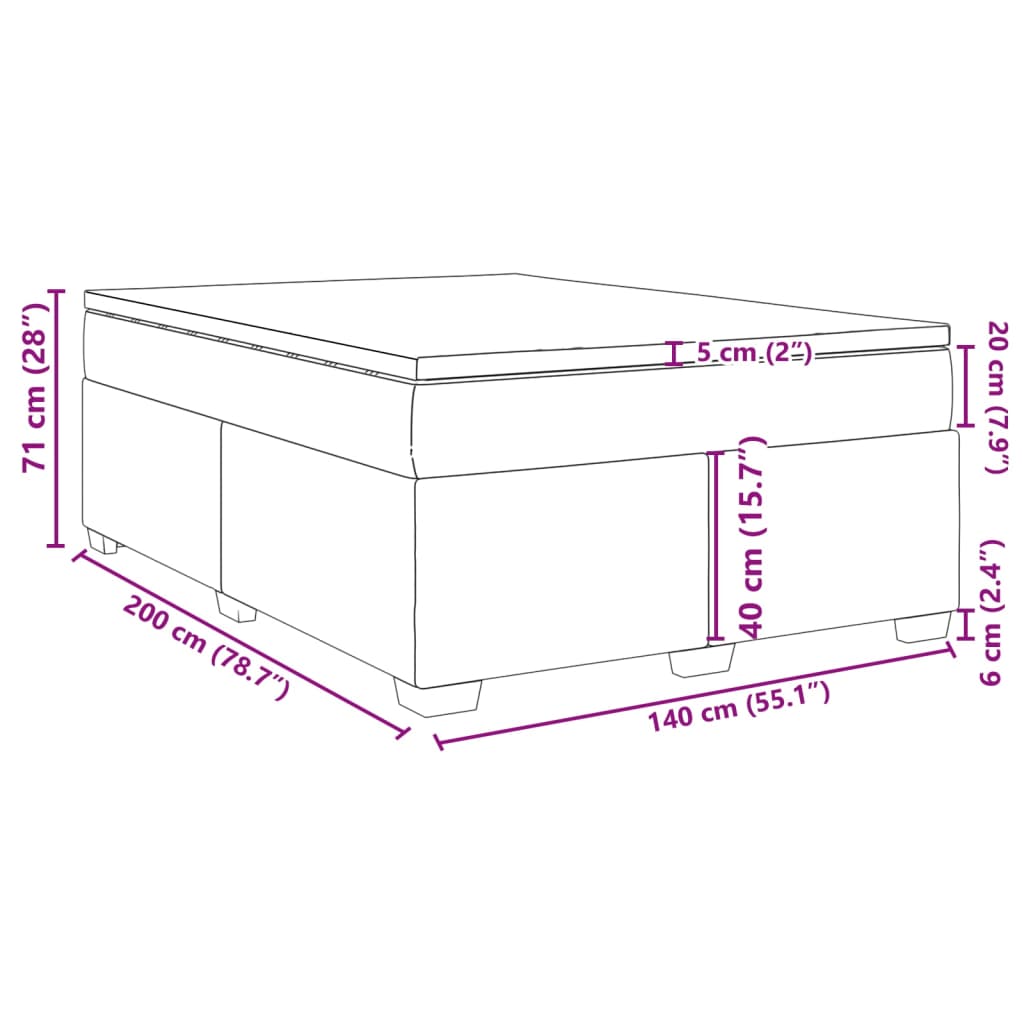 vidaXL Κρεβάτι Boxspring με Στρώμα Καπουτσίνο 140x200εκ.από Συνθ.Δέρμα