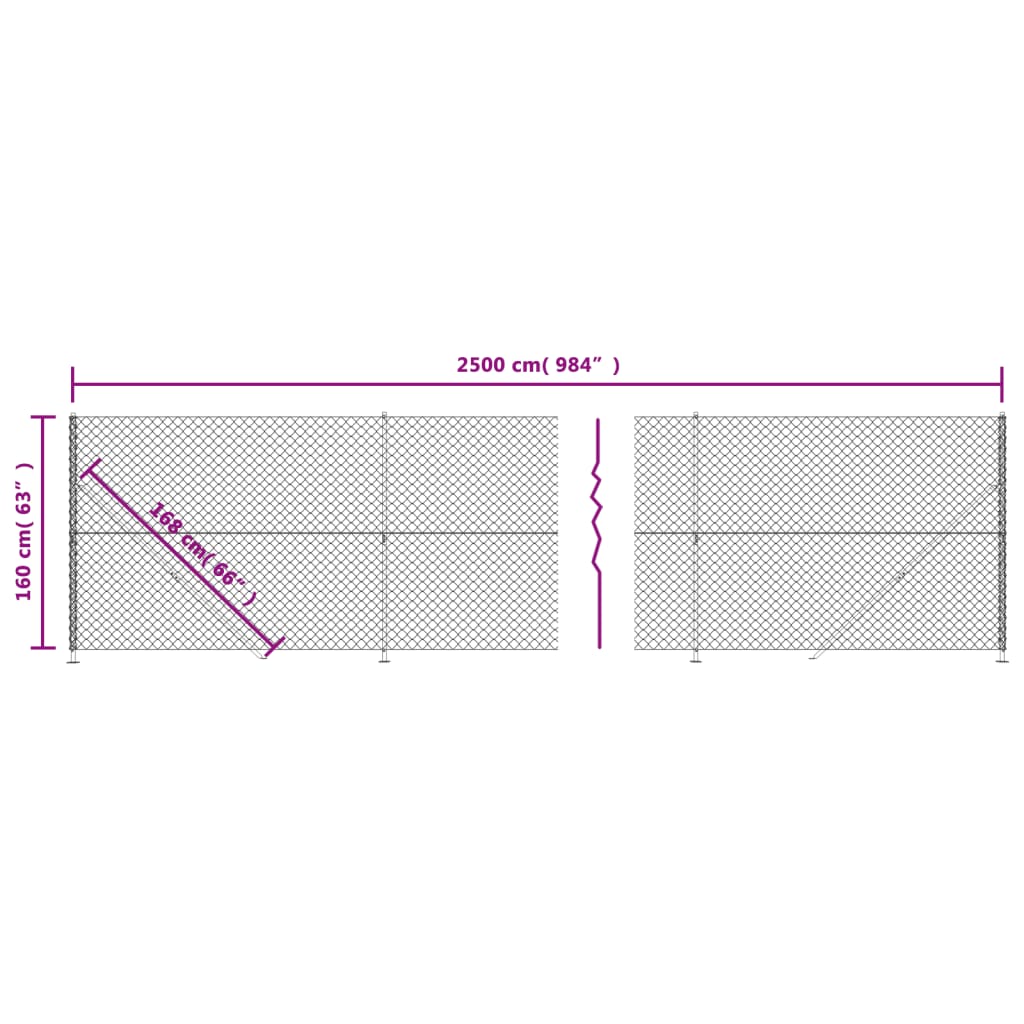 vidaXL Συρματόπλεγμα Περίφραξης Ασημί 1,6 x 25 μ. με Βάσεις Φλάντζα