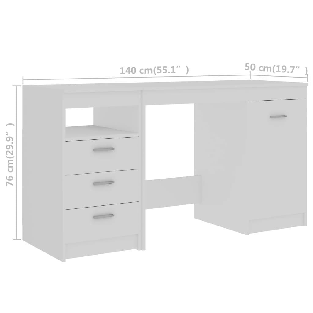 vidaXL Γραφείο Λευκό 140 x 50 x 76 εκ. από Επεξ. Ξύλο