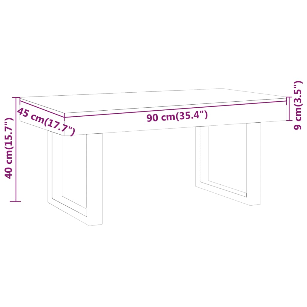 vidaXL Τραπεζάκι Σαλονιού Αν. Καφέ/Μαύρο 90x45x40 εκ. από MDF/Σίδερο