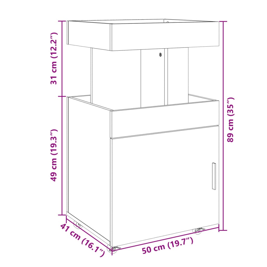 vidaXL Τρόλεϊ Μπαρ Λευκό 50x41x89 εκ. Επεξ. Ξύλο