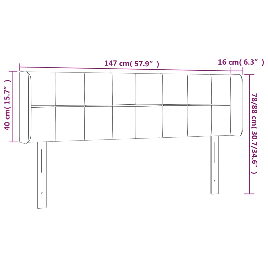 vidaXL Κεφαλάρι Κρεβατιού LED Κρεμ 147x16x78/88 εκ. Υφασμάτινο