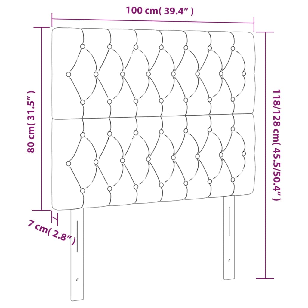 vidaXL Κεφαλάρια Κρεβατιού 2 τεμ. Αν. Γκρι 100x7x78/88 εκ. Βελούδινο