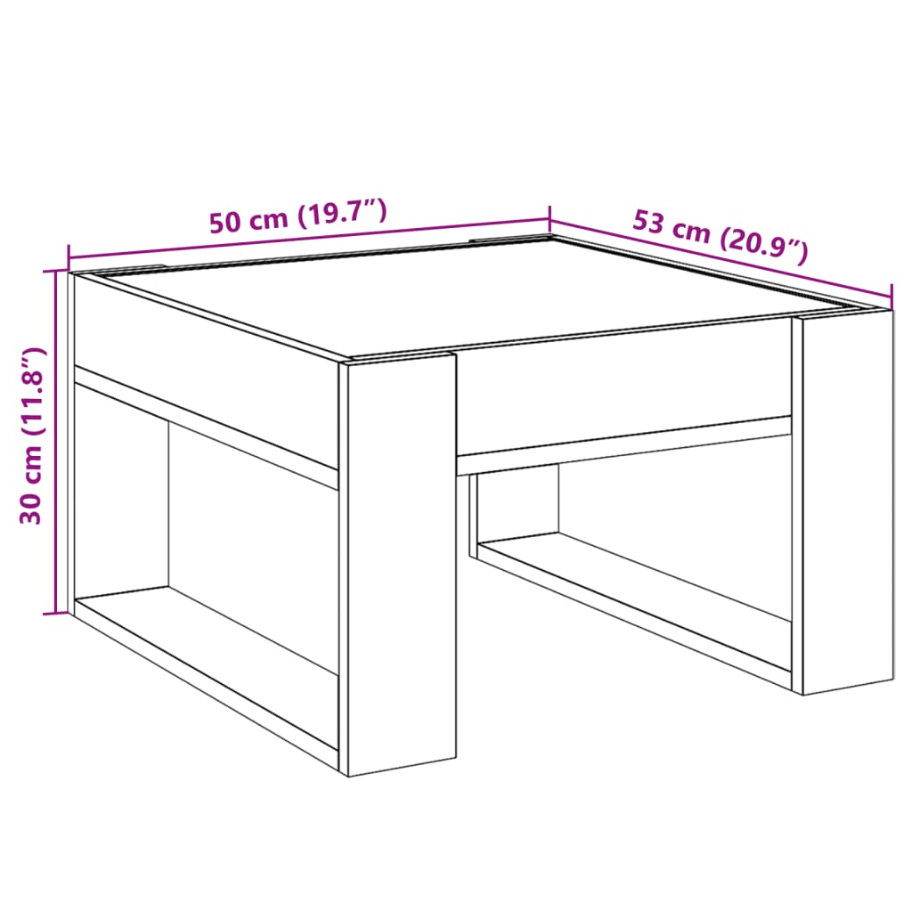 vidaXL Τραπεζάκι Σαλονιού Άπειρο Φως LED Γκρι Sonoma 50x53x30 εκ.