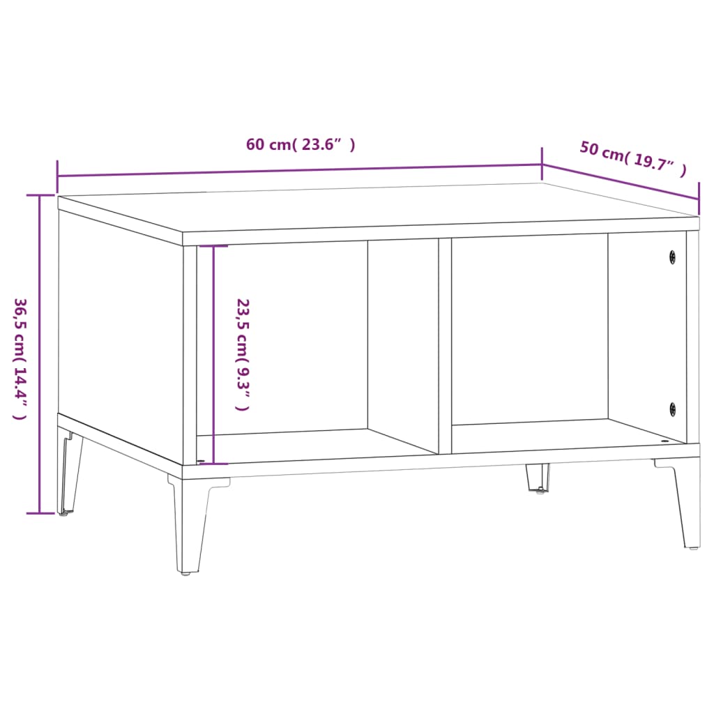 vidaXL Τραπεζάκι Σαλονιού Γκρι Sonoma 60x50x36,5εκ. Επεξεργασμένο Ξύλο