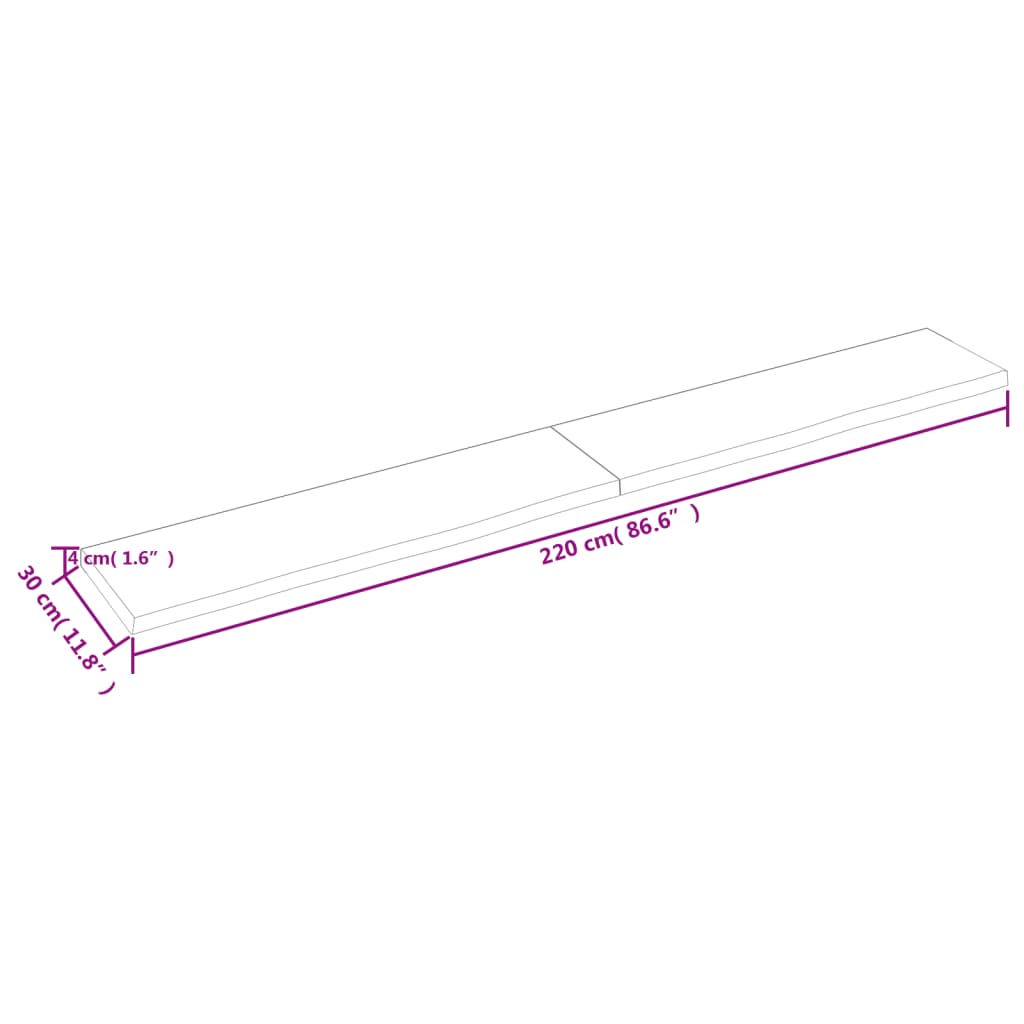 vidaXL Ράφι Τοίχου Σκούρο Καφέ 220x30x(2-4)εκ. Επεξ. Μασίφ Ξύλο Δρυός