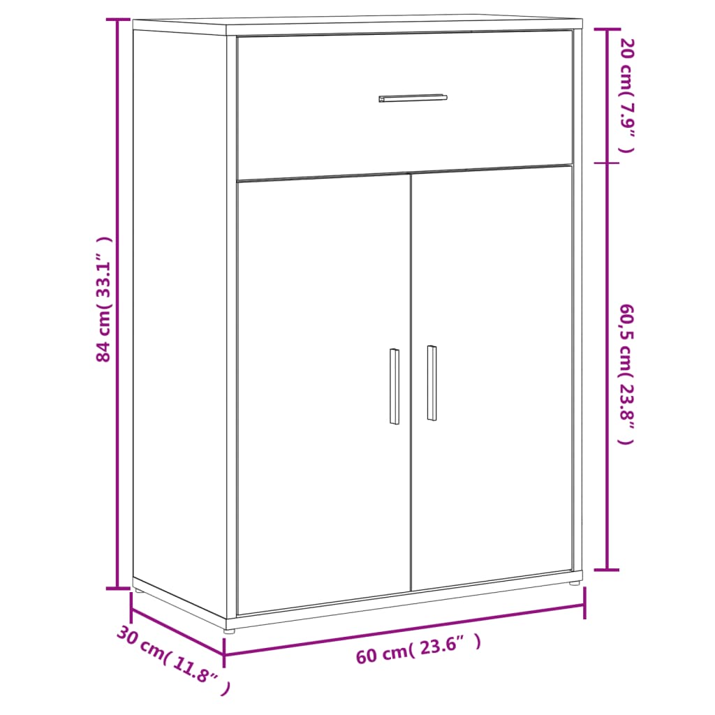 vidaXL Βοηθητικό Ντουλάπι Λευκό 60x30x84 εκ. από Επεξεργασμένο Ξύλο