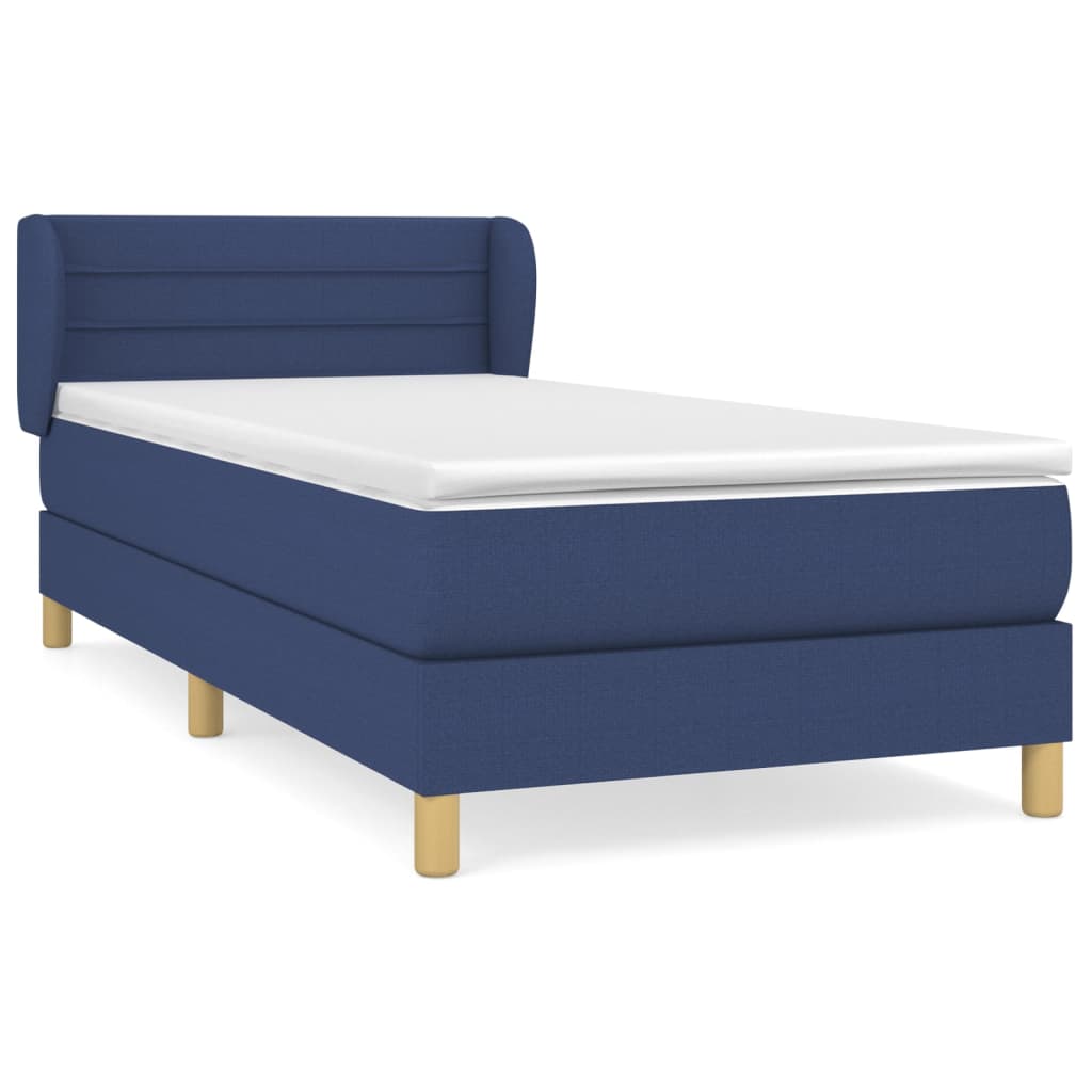 vidaXL Κρεβάτι Boxspring με Στρώμα Μπλε 80x200 εκ. Υφασμάτινο