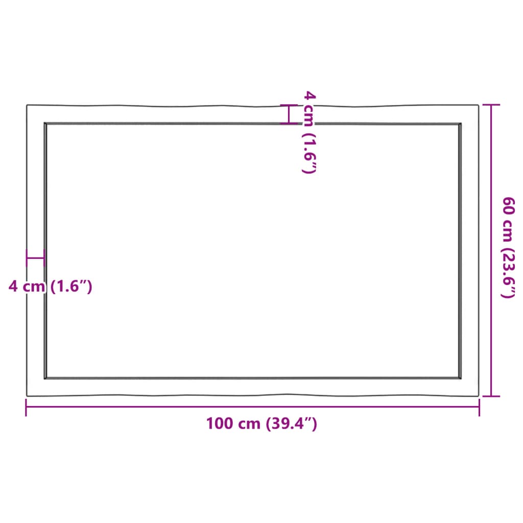 vidaXL Επιφάνεια Τραπεζιού 100x60x(2-4) εκ. Ακατέργ. Μασίφ Ξύλο Δρυός