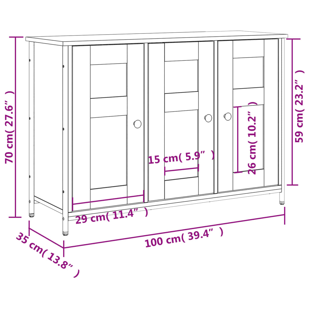 vidaXL Ραφιέρα Καφέ Δρυς 100x35x70 εκ. από Επεξεργασμένο Ξύλο