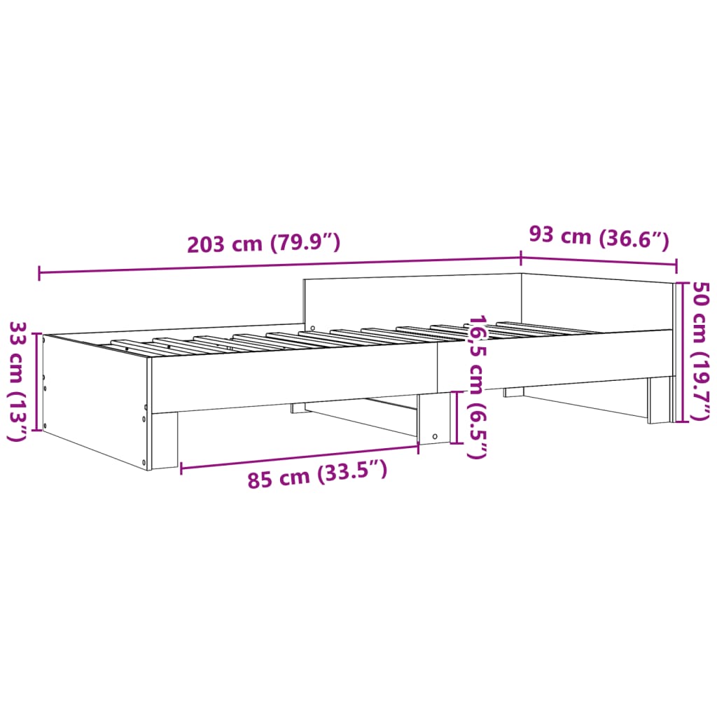 vidaXL Πλαίσιο Κρεβατιού Sonoma Δρυς 90x200 εκ. Επεξεργασμένο Ξύλο