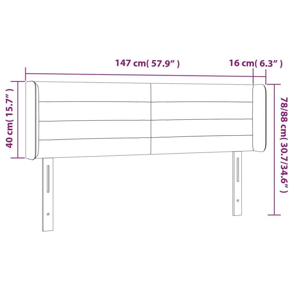 vidaXL Κεφαλάρι Κρεβατιού LED Πράσινο 147x16x78/88 εκ. Υφασμάτινο