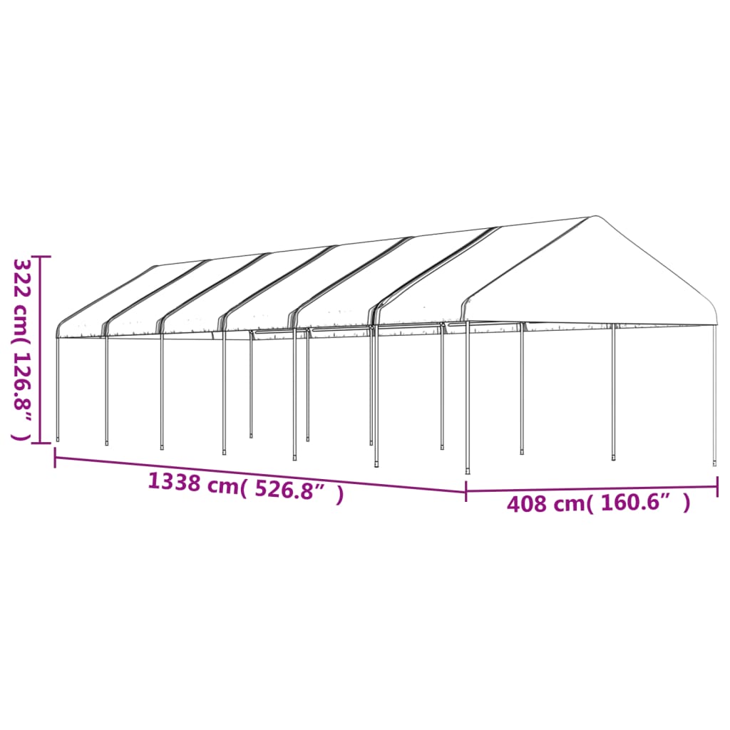 vidaXL Κιόσκι με Τέντα Λευκό 13,38 x 4,08 x 3,22 μ. από Πολυαιθυλένιο