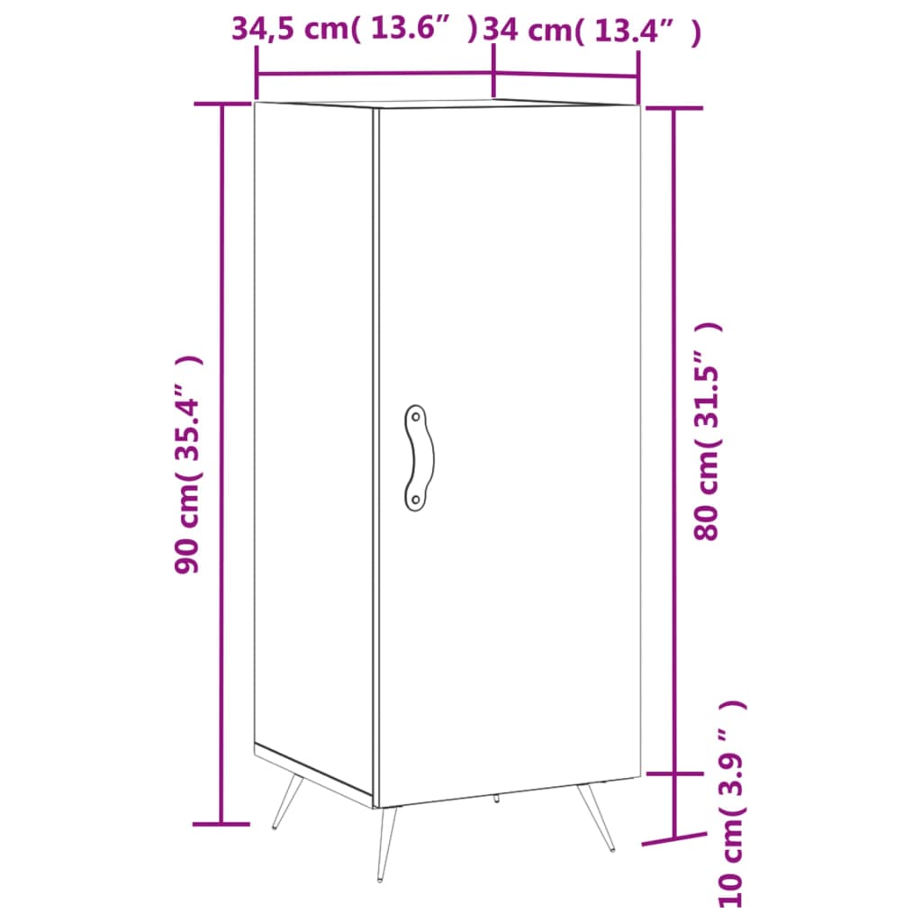 vidaXL Ντουλάπι Λευκό 34,5 x 34 x 90 εκ. από Επεξεργασμένο Ξύλο