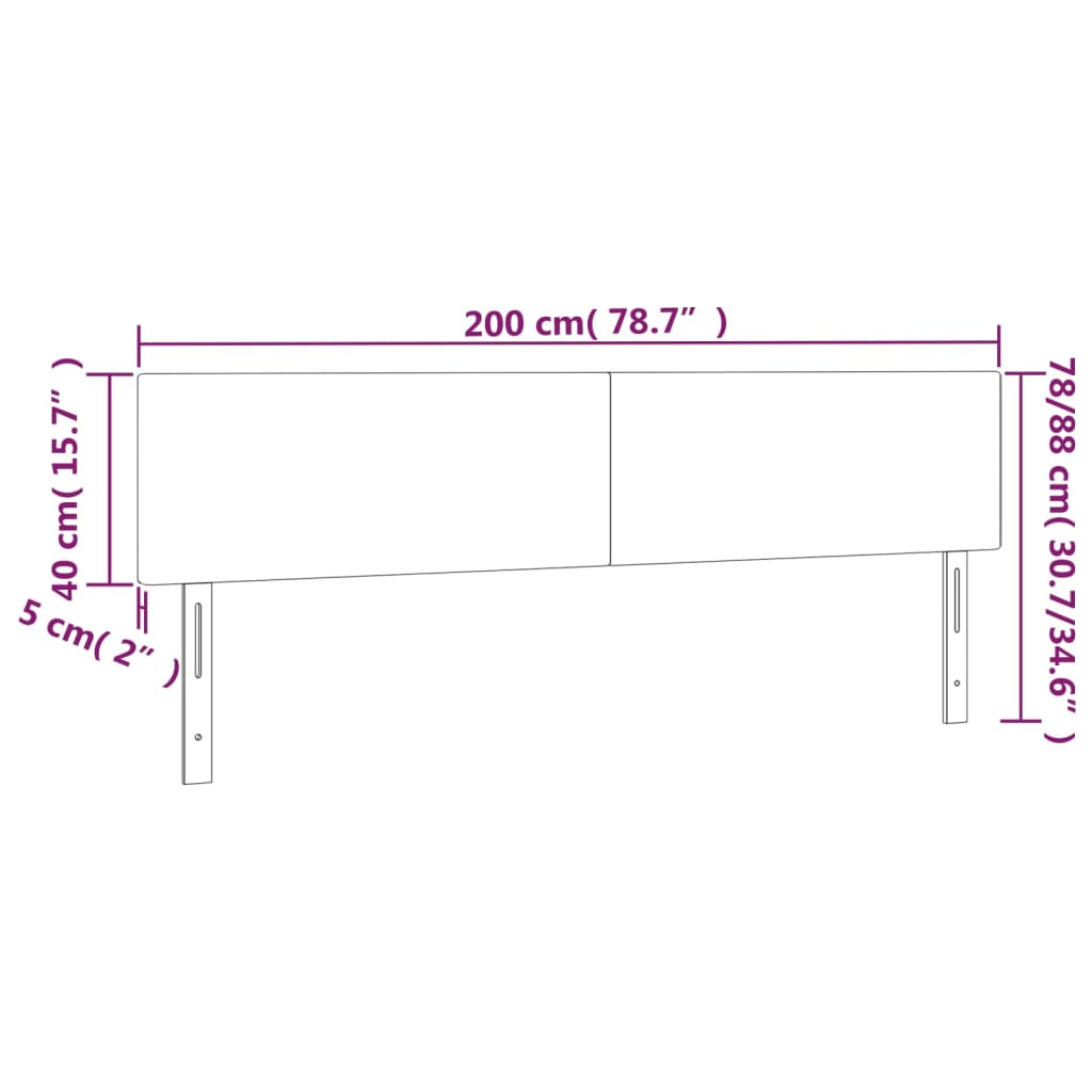 vidaXL Κεφαλάρι Κρεβατιού LED Πράσινο 200x5x78/88 εκ. Υφασμάτινο