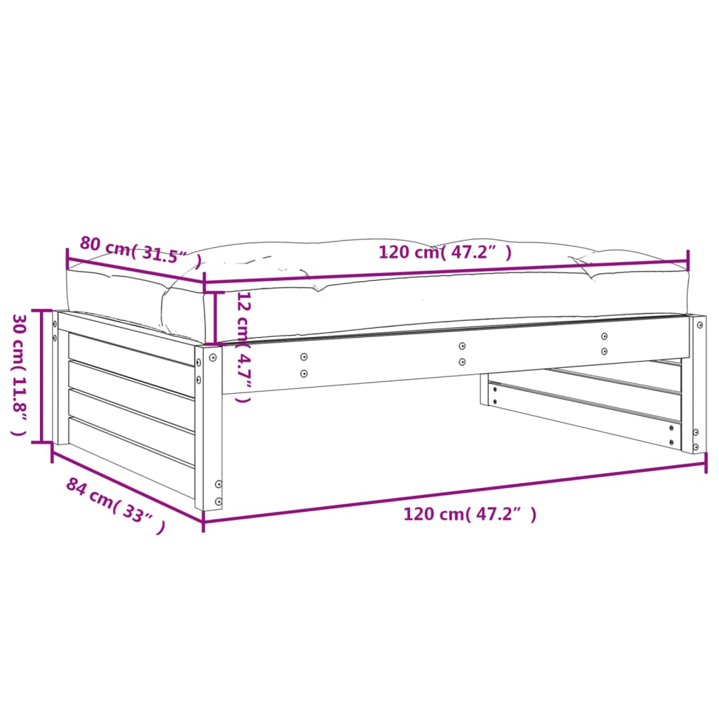 vidaXL Υποπόδιο Κήπου 120 x 80 εκ. από Μασίφ Ξύλο Ψευδοτσούγκας