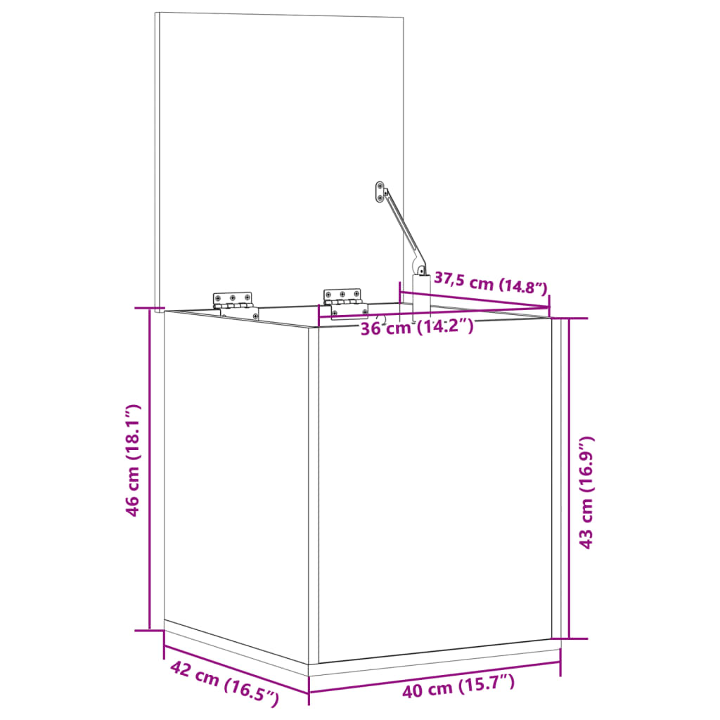 vidaXL Κουτί Αποθήκευσης Καφέ δρυς 40x42x46 εκ. Επεξεργασμένο Ξύλο