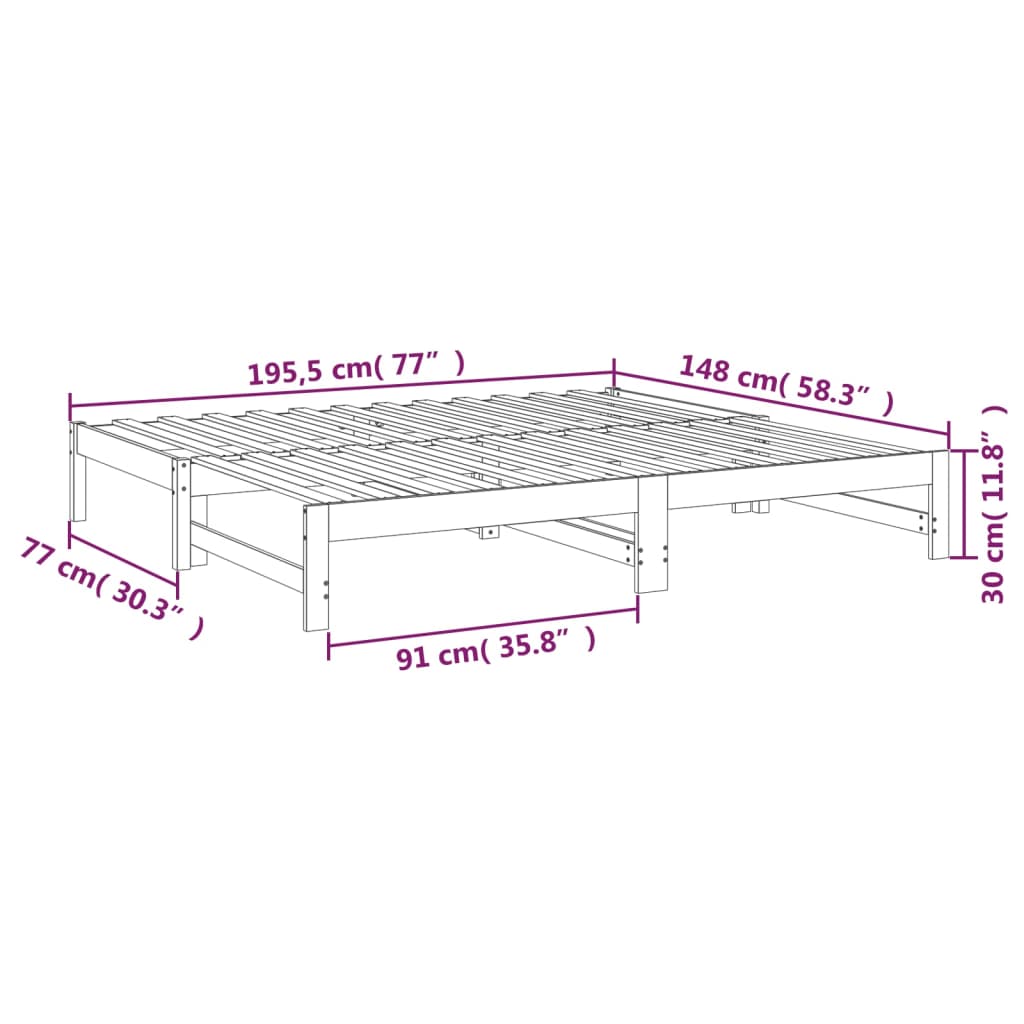 vidaXL Καναπές Κρεβάτι Συρόμενος Λευκός 2x(75x190) εκ. από Μασίφ Πεύκο