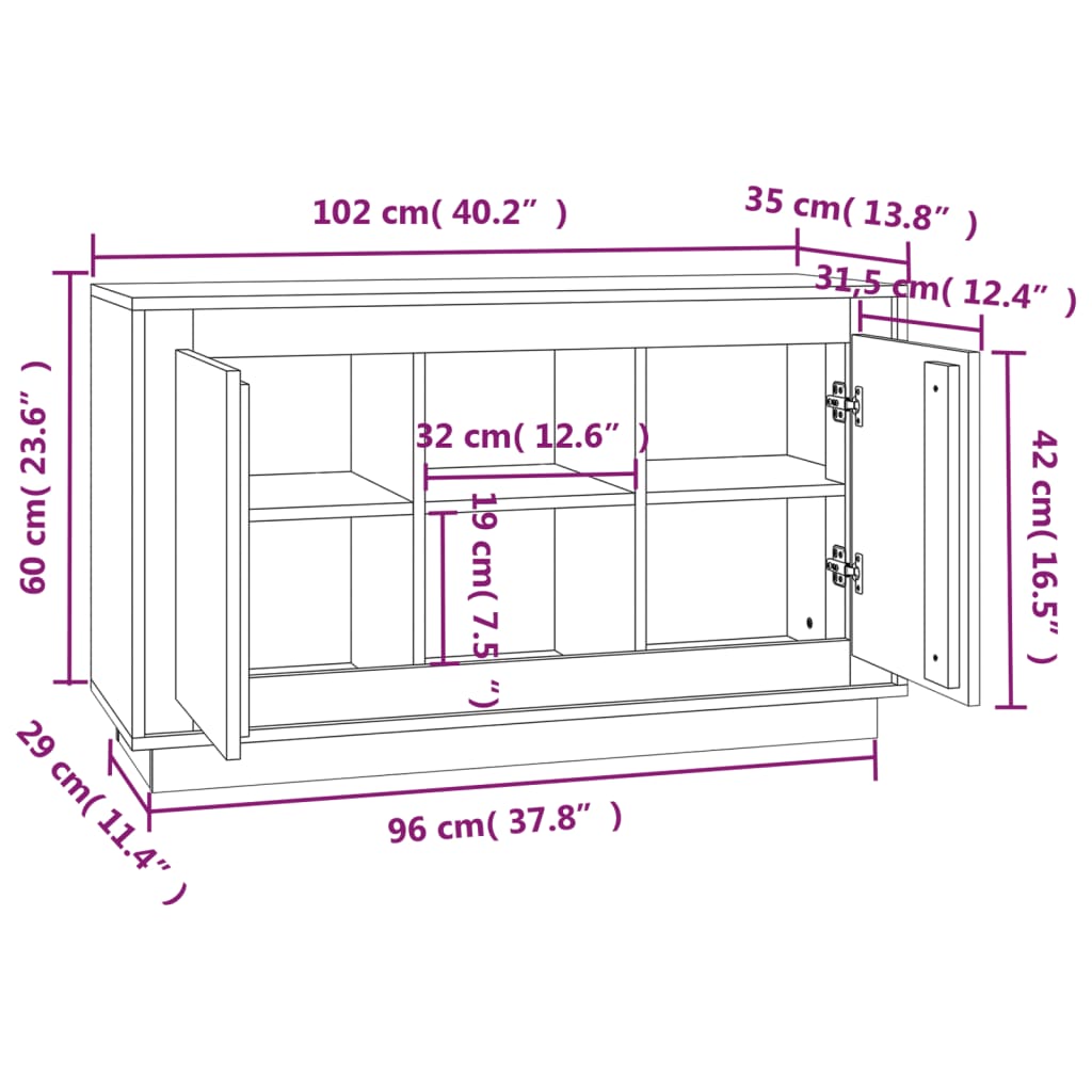 vidaXL Ντουλάπι Γκρι Sonoma 102x35x60 εκ. από Επεξεργασμένο Ξύλο