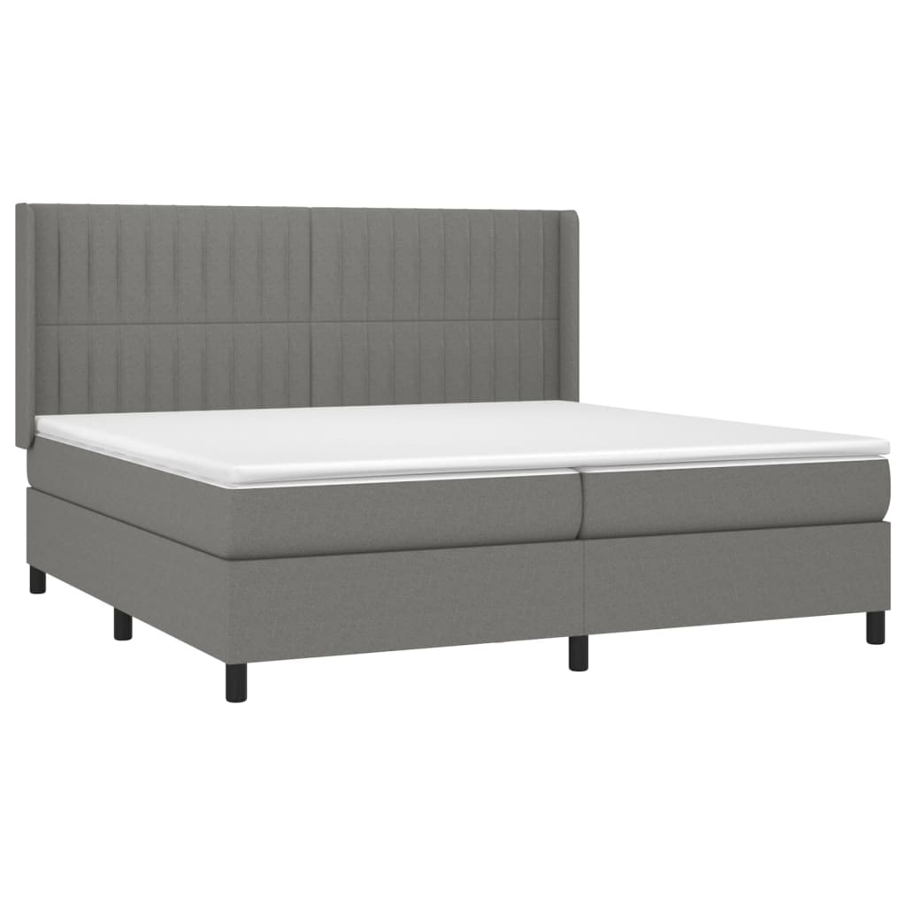 vidaXL Κρεβάτι Boxspring με Στρώμα Σκούρο Γκρι 200x200 εκ. Υφασμάτινο