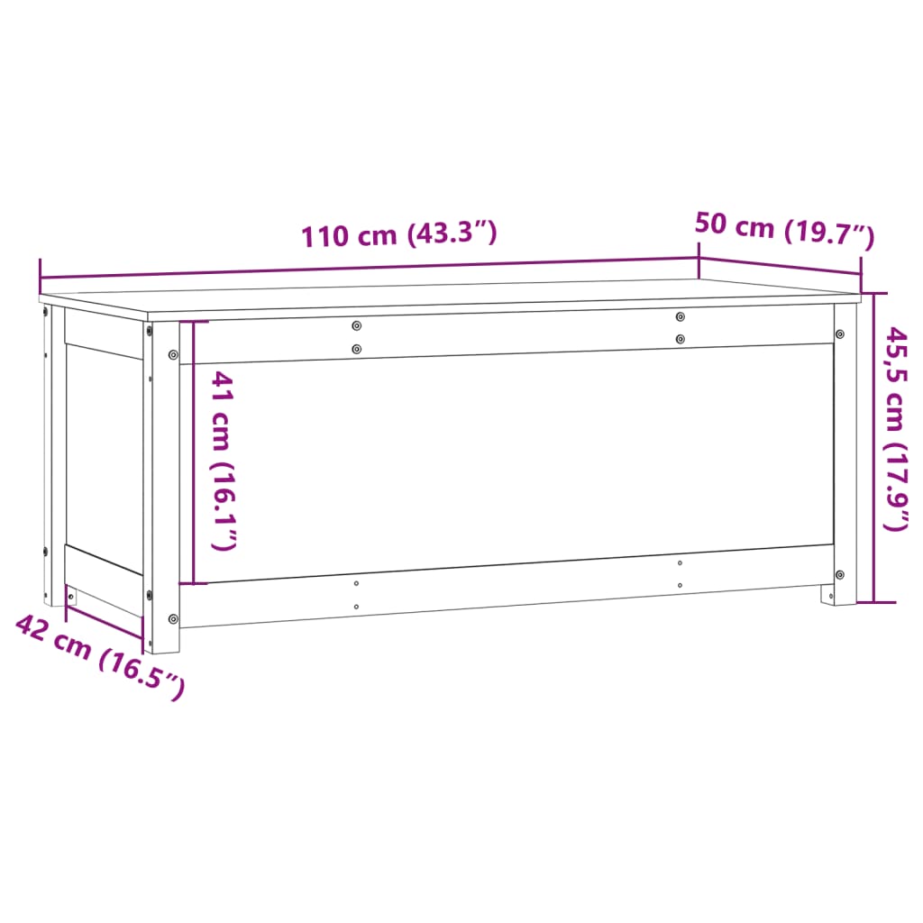 vidaXL Κουτί Αποθήκευσης Λευκό 80x40x45,5 εκ από Μασίφ Ξύλο Πεύκου