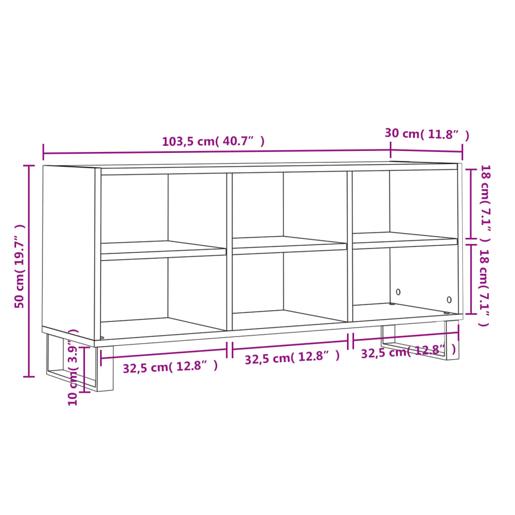 vidaXL Έπιπλο Τηλεόρασης Γκρι Σκυροδ. 103,5 x 30 x 50 εκ. Επεξ. Ξύλο