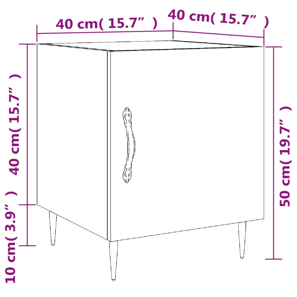 vidaXL Κομοδίνα 2 τεμ. Μαύρα 40 x 40 x 50 εκ. από Επεξεργασμένο Ξύλο