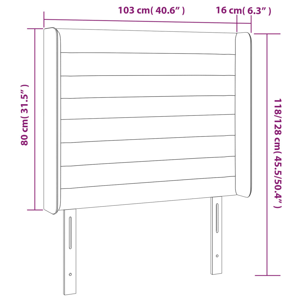 vidaXL Κεφαλάρι με Πτερύγια Ανοιχτό Γκρι 103x16x118/128 εκ. Υφασμάτινο