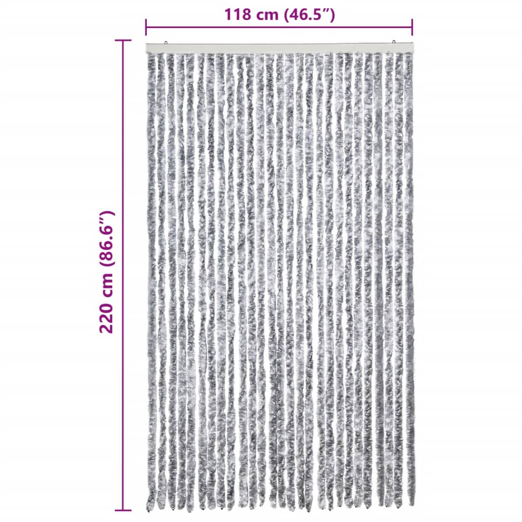 vidaXL Σήτα - Κουρτίνα Πόρτας Λευκό / Γκρι 118 x 220 εκ. από Σενίλ