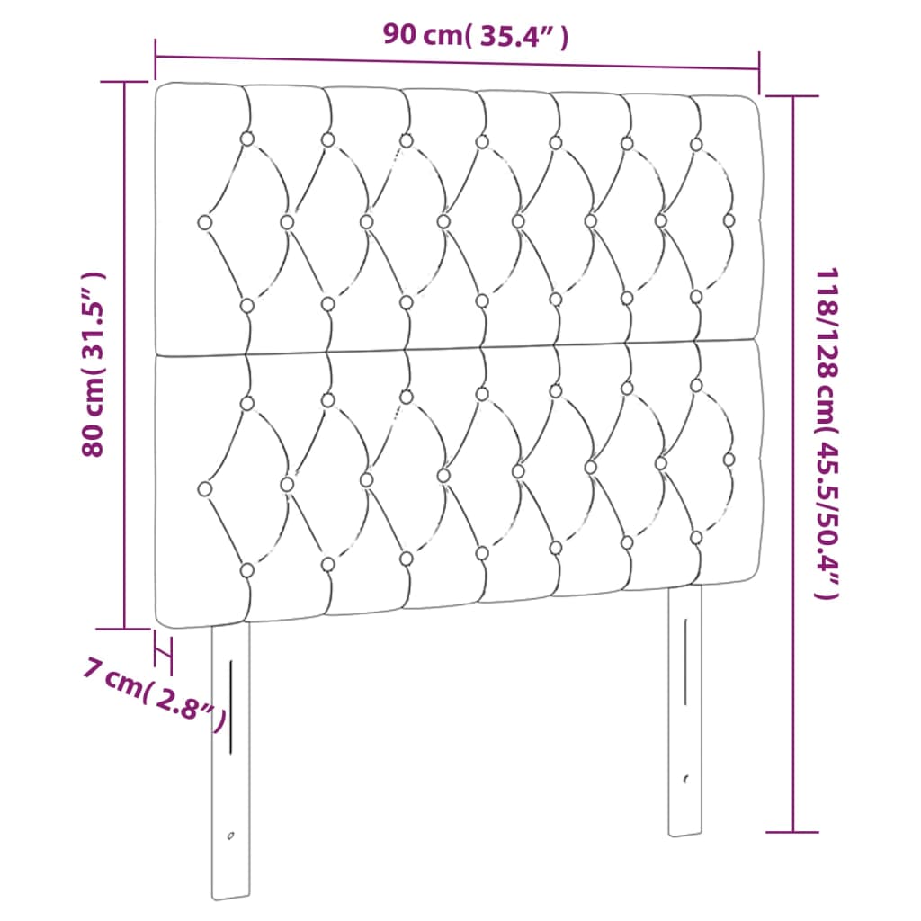 vidaXL Κεφαλάρια Κρεβατιού 2 τεμ. Ροζ 90x7x78/88 εκ. Βελούδινο