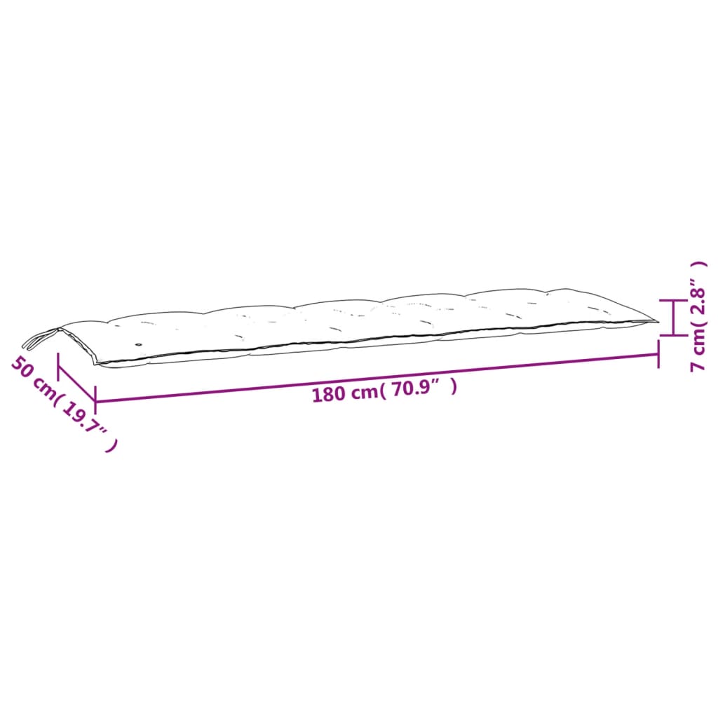 vidaXL Μαξιλάρι Πάγκου Κήπου Σχέδιο Φύλλων 180x50x7 εκ. Ύφασμα Oxford