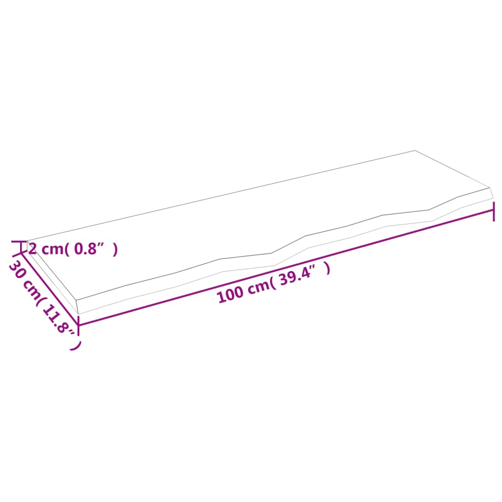 vidaXL Πάγκος Μπάνιου Αν. Καφέ 100 x 30 x 2 εκ. Επεξεργ. Μασίφ Ξύλο