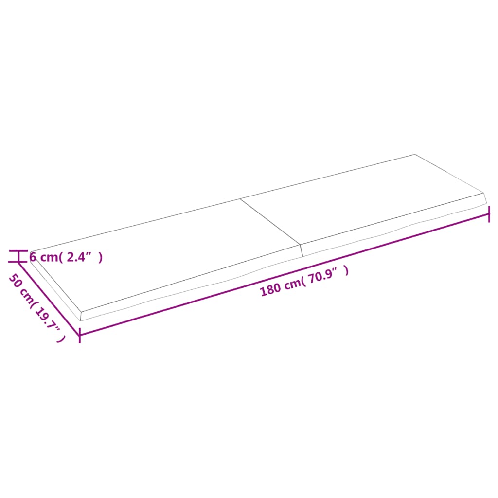 vidaXL Πάγκος Μπάνιου Σκούρο Καφέ 180x50x(2-6) εκ. Επεξεργ. Μασίφ Ξύλο