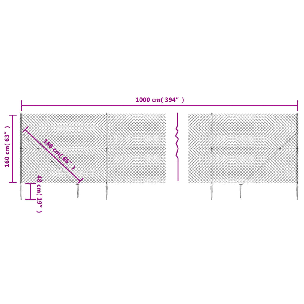 vidaXL Συρματόπλεγμα Περίφραξης Πράσινο 1,6 x 10 μ. με Καρφωτές Βάσεις