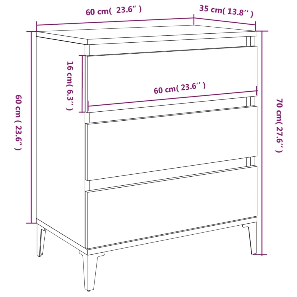 vidaXL Ντουλάπι Γκρι Sonoma 60x35x70 εκ. από Επεξεργασμένο Ξύλο