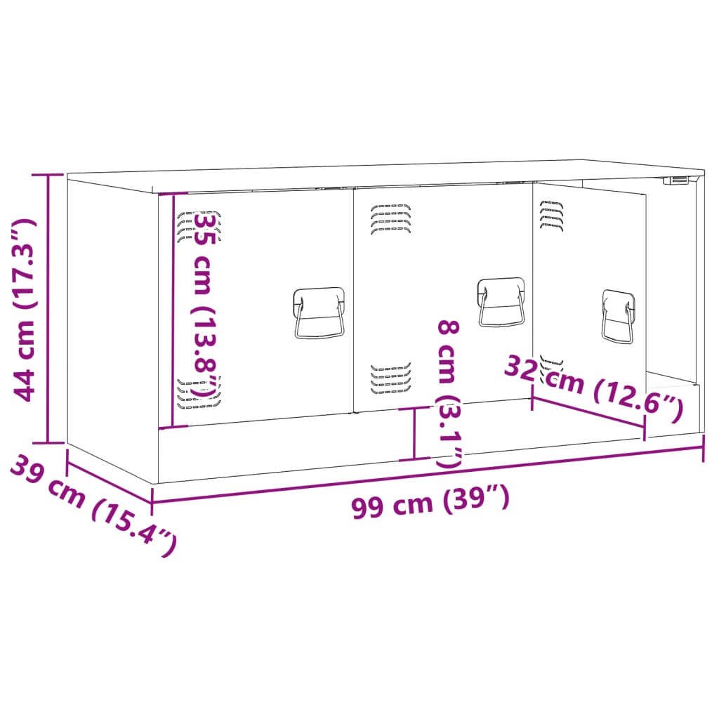 vidaXL Έπιπλο Τηλεόρασης Πράσινο Λαδί 99x39x44 εκ. από Ατσάλι