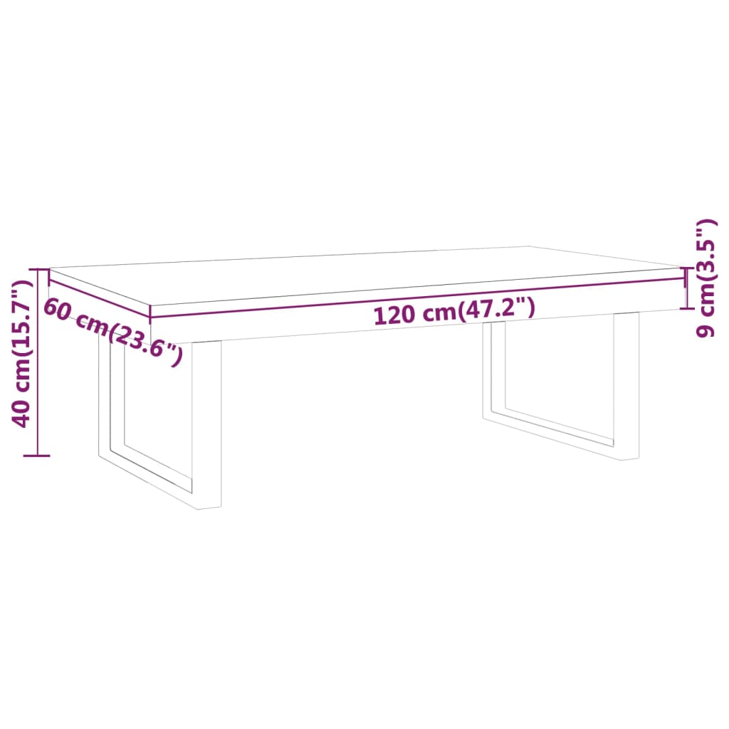 vidaXL Τραπεζάκι Σαλονιού Σκ. Καφέ/Μαύρο 120x60x40 εκ. από MDF/Σίδερο