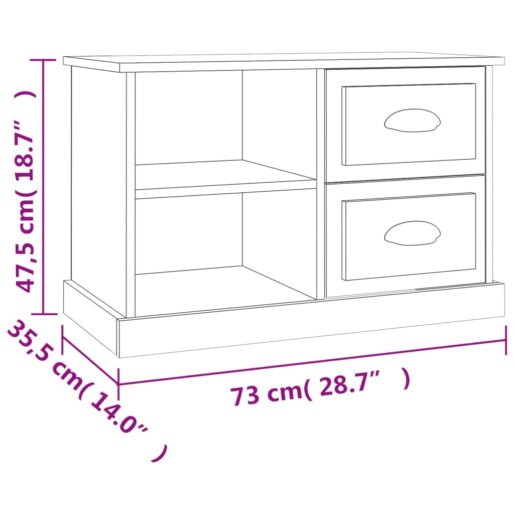 vidaXL Έπιπλο Τηλεόρασης Γκρι Σκυροδέματος 73x35,5x47,5εκ. Επεξ. Ξύλο