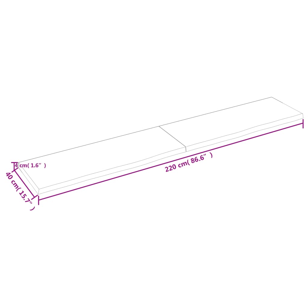 vidaXL Πάγκος Μπάνιου Σκούρο Καφέ 220x40x(2-4) εκ. Επεξεργ. Μασίφ Ξύλο