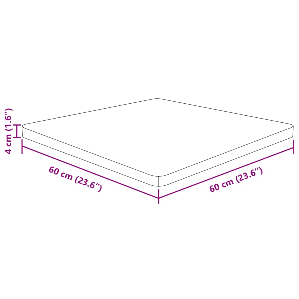 vidaXL Επιφάνεια Τραπεζιού Τετράγωνη Σκ. Καφέ 60x60x4 εκ. Ξύλο Δρυς