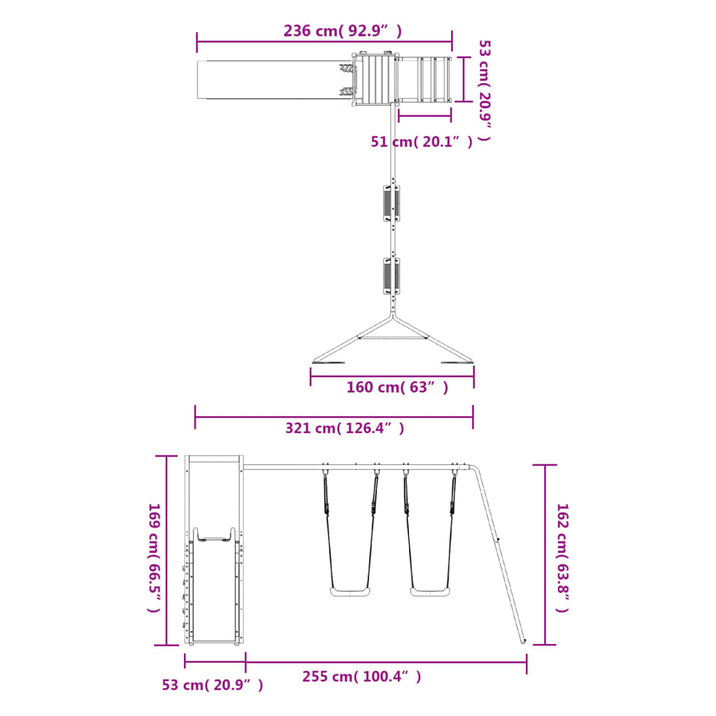 vidaXL Παιδική Χαρά Εξωτερικού Χώρου από Μασίφ Ξύλο Ψευδοτσούγκας