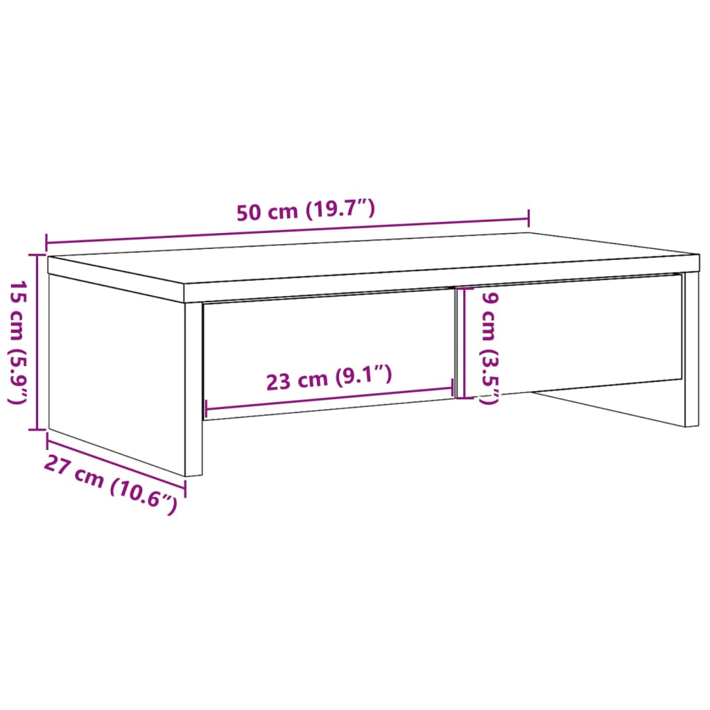 vidaXL Βάση Οθόνης Συρτάρια Όψη Παλαιού Ξύλου 50x27x15εκ Επεξεργ. Ξύλο