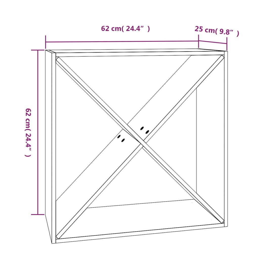 vidaXL Κάβα Κρασιών Μελί 62 x 25 x 62 εκ. από Μασίφ Ξύλο Πεύκου