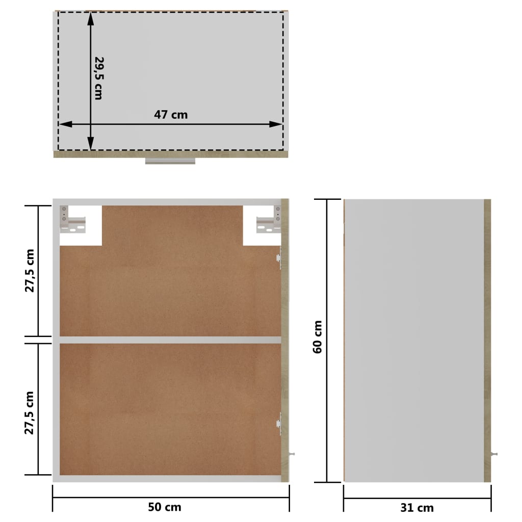 vidaXL Ντουλάπια Κρεμαστά 2 τεμ. Sonoma Δρυς 50x31x60 εκ. Μοριοσανίδα