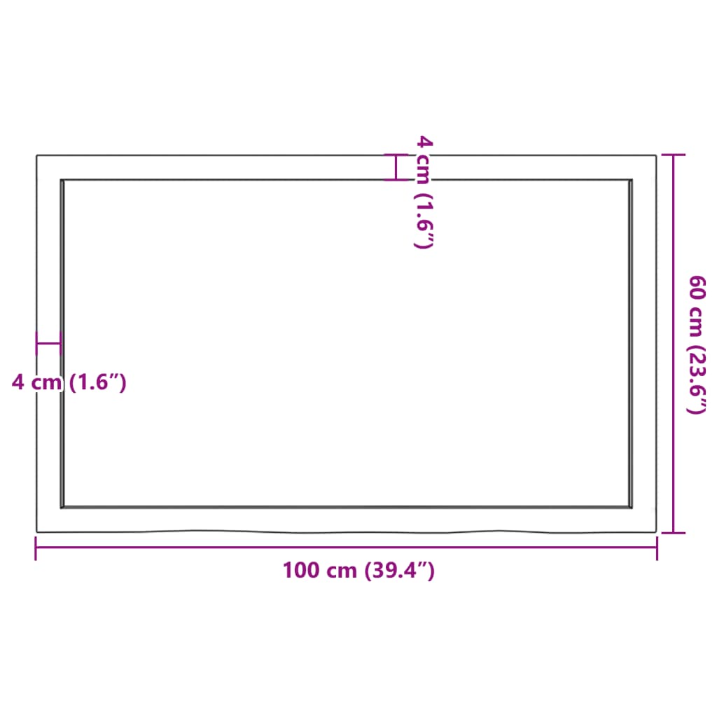 vidaXL Πάγκος Μπάνιου Σκούρο Καφέ 100x60x(2-6) εκ. Επεξεργ. Μασίφ Ξύλο